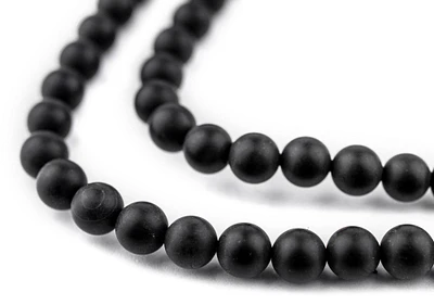 TheBeadChest Matte Round Black Onyx Beads (6mm): Organic Gemstone Round Spherical Energy Stone Healing Power Crystal for Jewelry Bracelet Mala Necklace Making