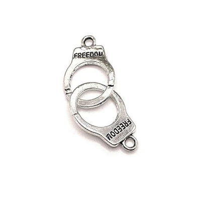 4, 20 or 50 Pieces: Silver Freedom Handcuff Charms