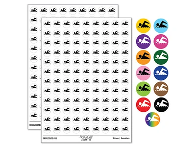 Swimming Symbol 0.50" Round Sticker Pack