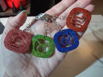 Glitter Zodiac Keychains