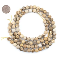 TheBeadChest Round Picture Jasper Beads (8mm): Organic Gemstone Round Spherical Energy Stone Healing Power Crystal for Jewelry Bracelet Mala Necklace Making