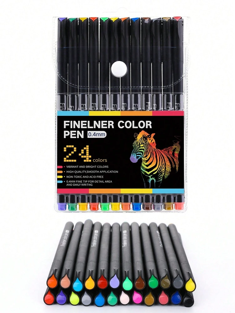 24Pcs Mixed Color Fineliner Point Pen Set | Versatile Multi-Purpose Color Pens for Painting