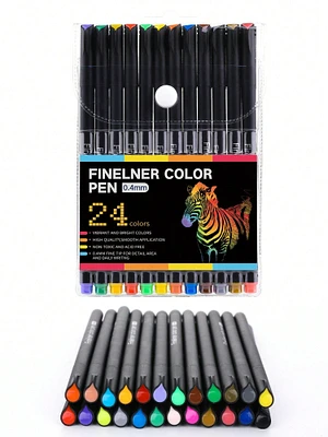 24Pcs Mixed Color Fineliner Point Pen Set | Versatile Multi-Purpose Color Pens for Painting