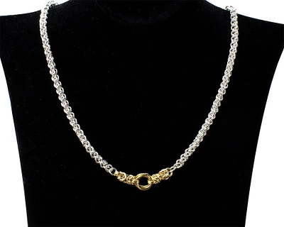 Necklace in sterling silver and 14k Gold Fill, Mixed metals chain necklace with gold fill accent