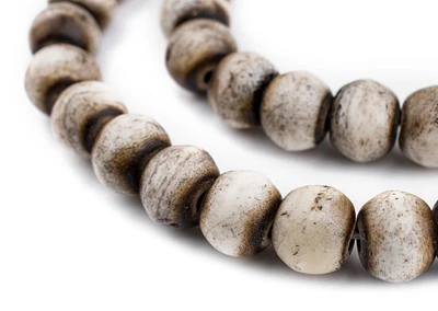 TheBeadChest Grey Round Bone Beads (12mm)