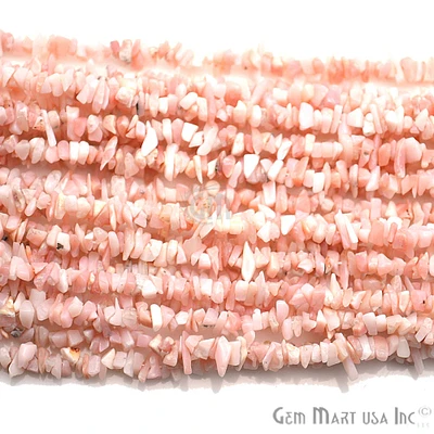 Pink Opal Chip Beads, 34 Inch, Natural Chip Strands, Drilled Strung Nugget Beads, 3-7mm, Polished, GemMartUSA (CHPO-70001)