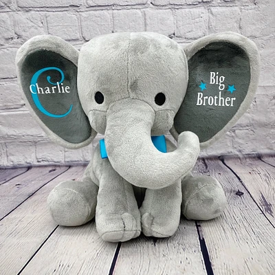 Big Brother stuffed animal Pregnancy announcement elephant plush baby gift, sibling gift, keepsake, new mom