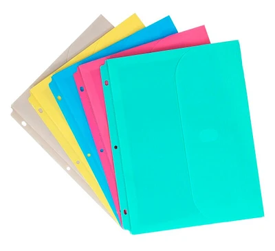 C-Line Side Loading Binder Pocket, 1 Inch Expansion, Assorted Colors, Set of 36