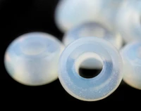 TheBeadChest Opalite Moon Beads 14mm, Set of 20 White Round Glass Large Hole