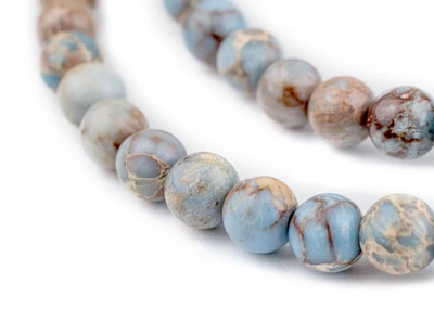 TheBeadChest Carolina Blue Sea Sediment Jasper Beads (6mm): Organic Gemstone Round Spherical Energy Stone Healing Power Crystal for Jewelry Bracelet Mala Necklace Making