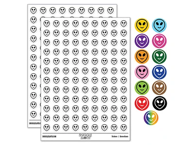 Smiling Happy Alien Emoticon 0.50" Round Sticker Pack