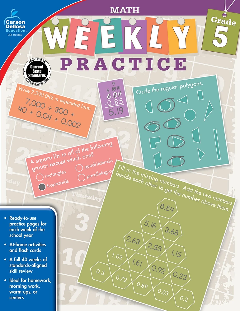 Carson Dellosa Math, Grade 5 Workbook