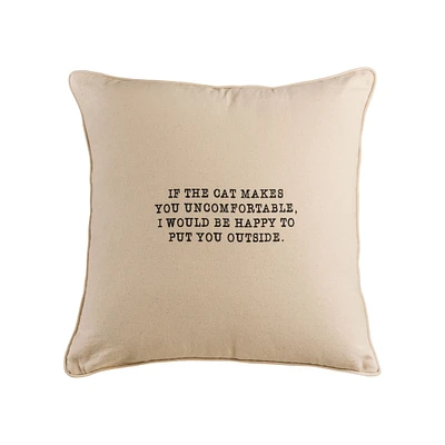 Elk Studio If the Cat Makes You Uncomfortable 20x20 Pillow in Bleached White with Gold Print