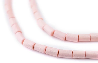 TheBeadChest Pink Tube Natural Wood Beads (7x5mm): Organic Eco-Friendly Wooden Bead Strand for DIY Jewelry, Crafts, Necklace and Bracelet Making