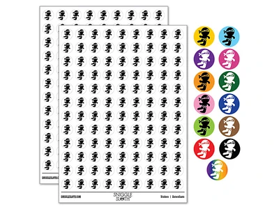 Cute Fighting Ninja 0.50" Round Sticker Pack