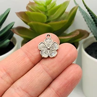4, 20 or 50 Pieces: Small Silver Flower Charms - Double Sided