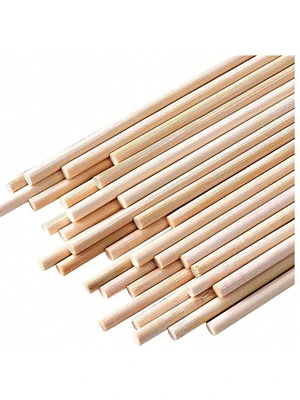 25/50 PCS Dowel Rods - Natural Wood Craft Sticks for DIYers and Crafts | Unfinished Bamboo Sticks | Wooden Dowel Rods