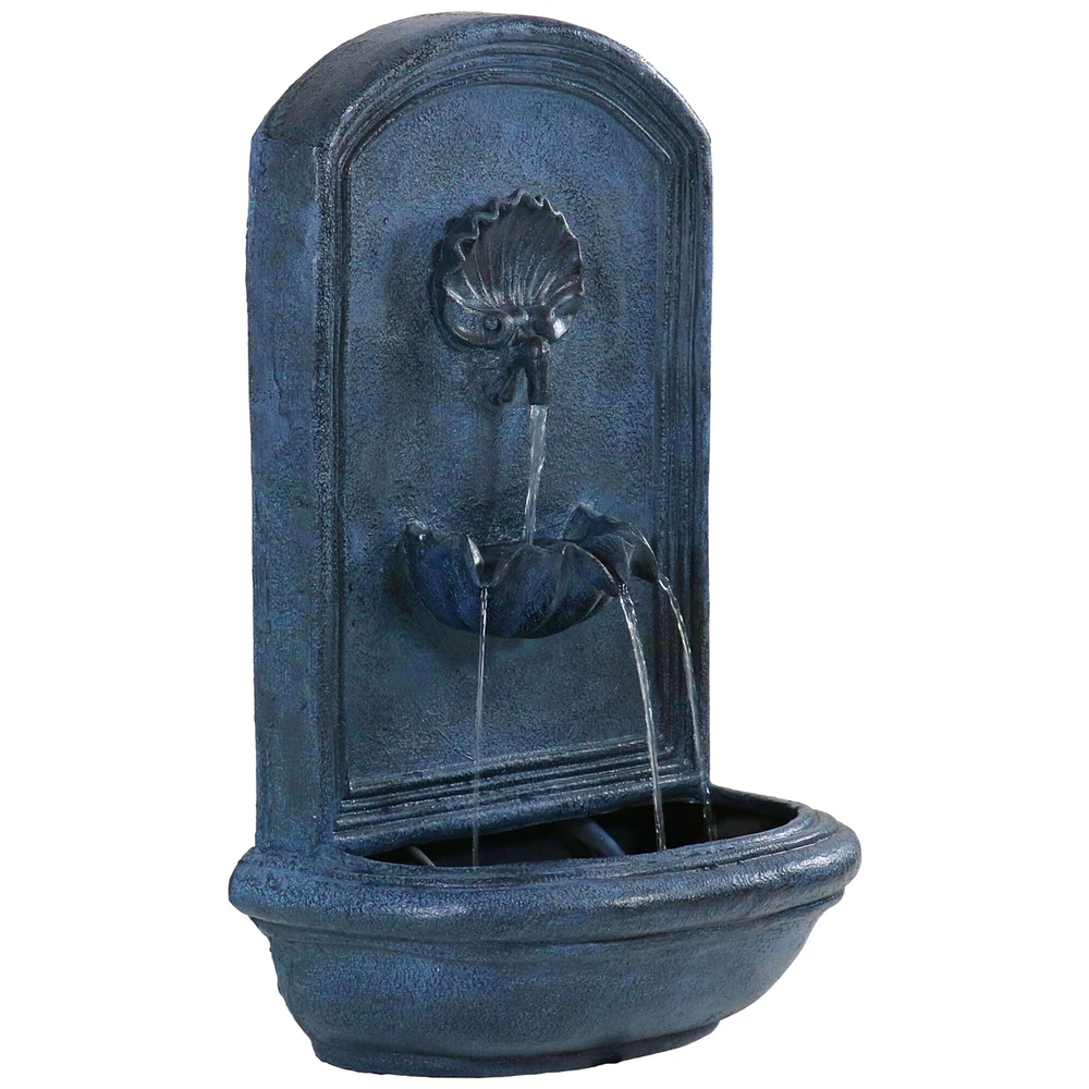 Sunnydaze Seaside Outdoor Solar Wall Fountain with Battery - Lead by