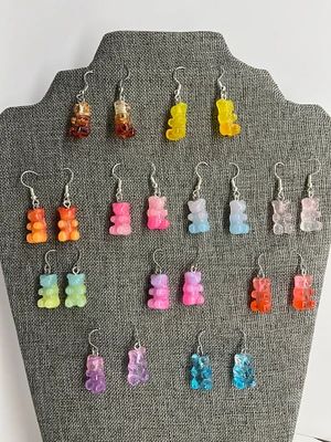 Two Tone Funny Bear Earrings