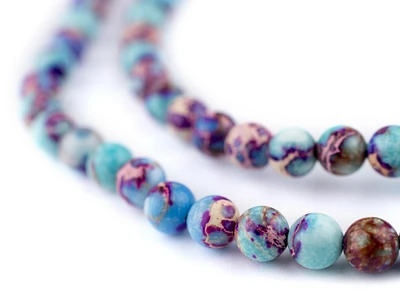 TheBeadChest Galaxy Sea Sediment Jasper Beads (6mm): Organic Gemstone Round Spherical Energy Stone Healing Power Crystal for Jewelry Bracelet Mala Necklace Making