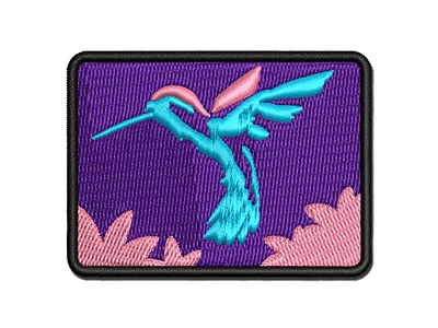 Hummingbird Sketch Multi-Color Embroidered Iron-On Patch Applique