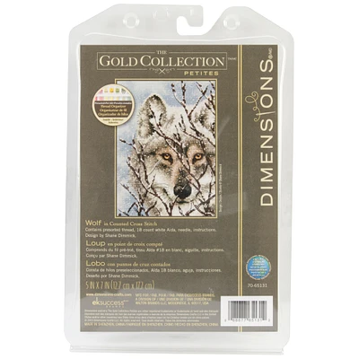 Dimensions Gold Petite Counted Cross Stitch Kit 5"X7"-Wolf (18 Count)