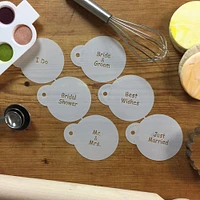 Wedding Lettering Cookie Stencil Set: Bride & Groom, Best Wishes, Just Married, I Do, Bridal Shower, Mr & Mrs | C826 by Designer Stencils | Cookie Decorating Tools | Stencils for Royal Icing, Dusting Powder | Reusable Food Grade Stencil