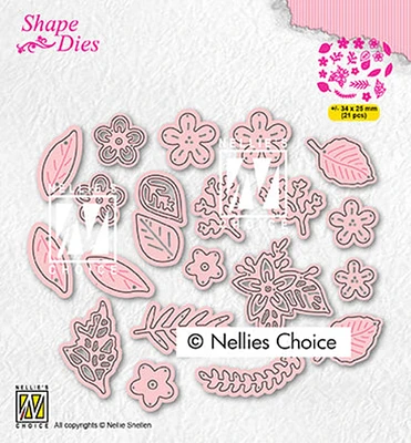 Nellie's Choice Shape Dies Set Of Flowers And Leaves