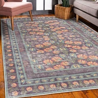Ambesonne Folk Art Decorative Rug, Bohemian Themed Peachy Ethnic Flowers and Traditional Botanical Details, Quality Carpet for Bedroom Dorm and Living Room