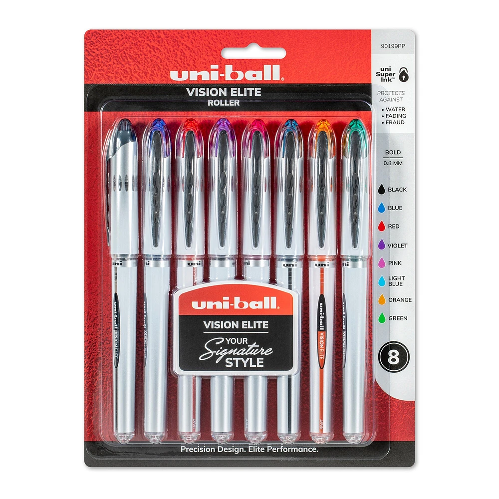 uni-ball Vision Elite Rollerball Pen Set, .8mm, 8-Colors