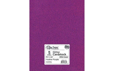 PA Paper Accents Glitter Cardstock 8.5" x 11" Heather Purple, 85lb colored cardstock paper for card making, scrapbooking, printing, quilling and crafts