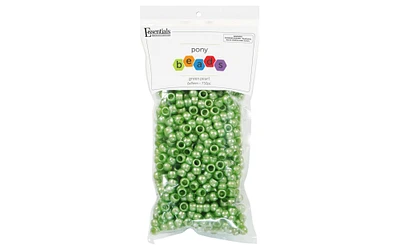 Essentials by Leisure Arts Pony Bead 6mm x 9mm Pearl Opaque Plastic Pony Beads Bulk 750 pieces for Arts, Crafts, Bracelet, Necklace, Jewelry Making, Earring