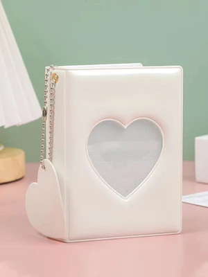 Heart-Shaped Mirror 3-Inch Single Grid Photo Album for Collecting Idol'S Album Cards, Star Cards, Movie Tickets and Business Cards