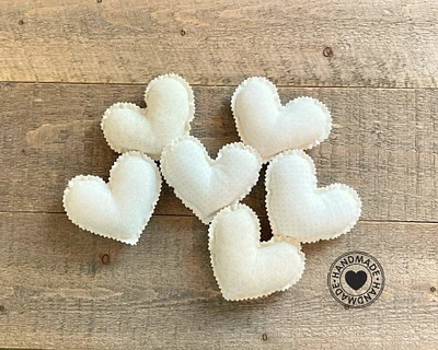 Stuffed Fabric Hearts for Use in Tiered Trays or as Bowl Fillers, Valentine's Day Decor, Farmhouse Style Decor, Ivory Color Theme