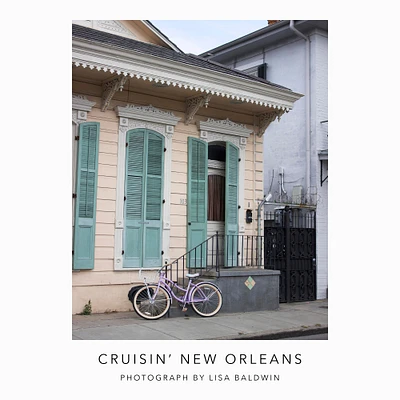 Cruisin' New Orleans - Lavender Purple Cruiser Bike in Front of Pastel House in NOLA Bicycle Photo Print