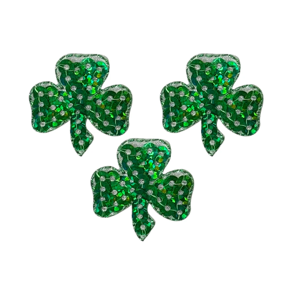 Set of 3, 1" Green Shamrock, Clover, Embroidered, Iron on Patch