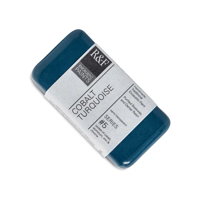 R&F Encaustic Paint Block - Cobalt Turquoise, 40 ml block