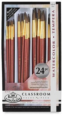 Royal Langnickel Camel Hair Classroom Value Pack - Rounds, Set of 24