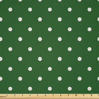 Ambesonne Christmas Fabric by The Yard, Retro Style Polka Dots Pattern in Xmas Noel Colors in Traditional Fashion, Decorative Satin Fabric for Home Textiles and Crafts, Yards