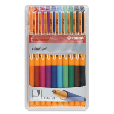 Stabilo Point Visco Pen Set - Assorted Colors, Wallet, Set of 10