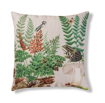 18" x 18" Fern & Frog Indoor/Outdoor Decorative Throw Pillow