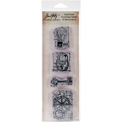 Tim Holtz Mini Blueprints Strip Cling Stamps 3"X10"