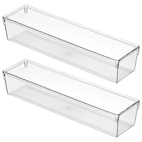 mDesign Plastic Stackable Kitchen Drawer Storage Organizer Tray - 2 Pack