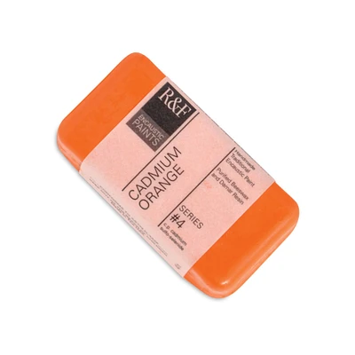 R&F Encaustic Paint Block - Cadmium Orange, 40 ml block