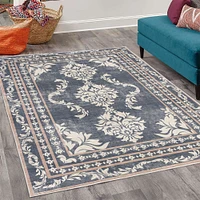 Ambesonne Bohemian Decorative Rug, Vintage Damask of Swirling Floral Motifs Boho Art Ethnic Forms and Shapes, Quality Carpet for Bedroom Dorm and Living Room