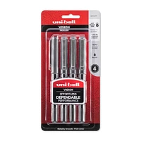 uni-ball Vision Rollerball Pen Set, .5mm, Black, 4/Pkg.