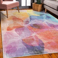 Ambesonne Floral Decorative Rug, Vibrant Colors Abstract Creative Watercolor Style Flower Pattern Design of Artwork, Quality Carpet for Bedroom Dorm and Living Room, Multicolor