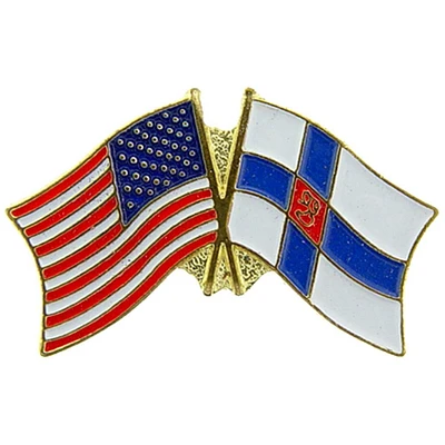 American & Finland Flags Pin 1"