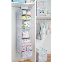 mDesign Fabric Nursery Hanging Organizer with 7 Shelves/3 Drawers