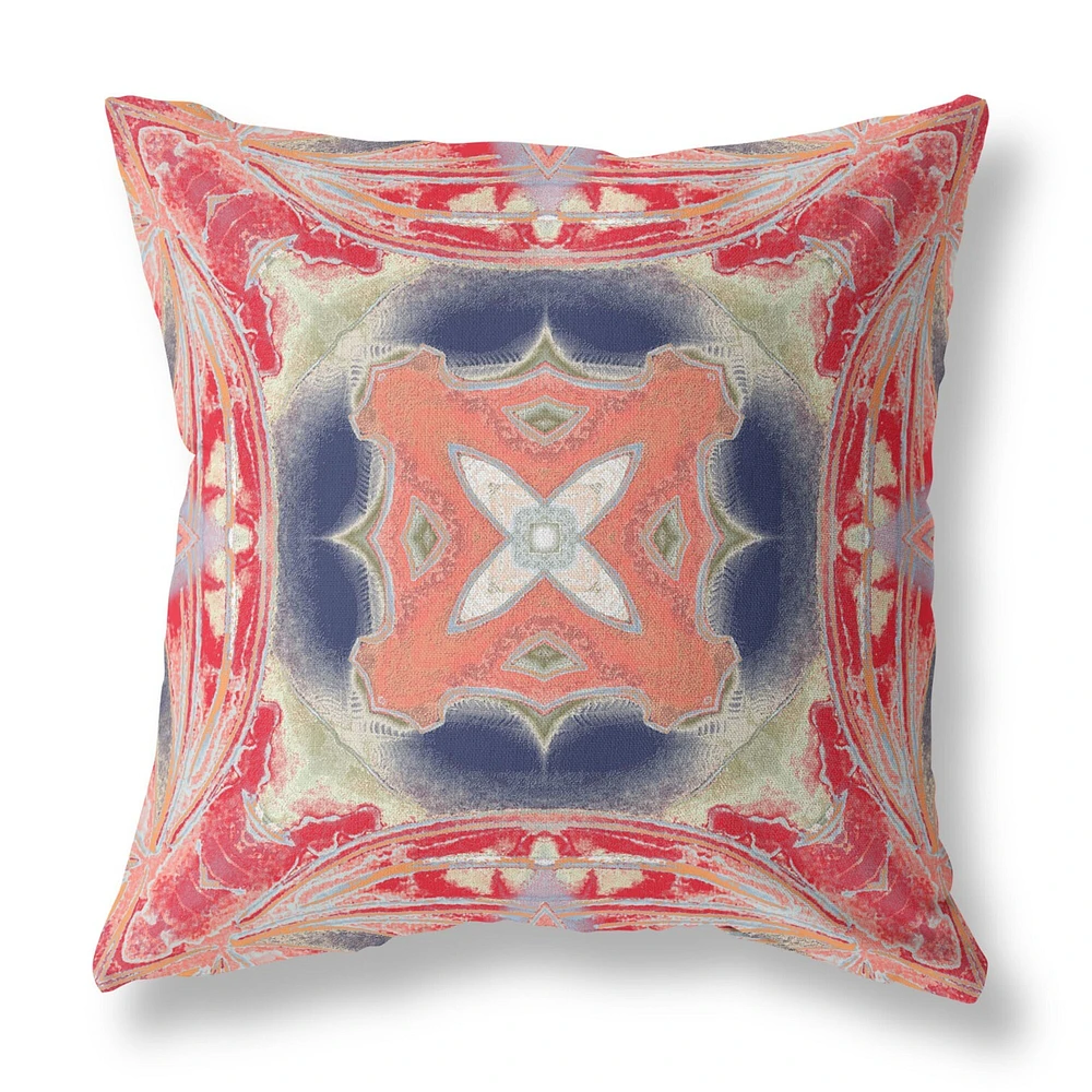 28 Red Cream Geo Tribal Indoor Outdoor Throw Pillow